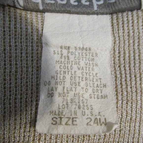 DRESSBARN WOMEN'S SIZE 24 W TOP TAN BLACK TUNIC JACKET SS MOCK LAYER STRIPE - Picture 9 of 9